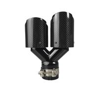 Tail Throat Car Carbon Fiber Glossy Muffler Tip Y Shape Double Exit Exhaust Pipe Mufflers Nozzle Decoration Universal Stainless Black Car End Pipe(60mm-89mm-Left)