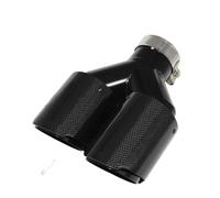Tail Throat Car Carbon Fiber Look Glossy Muffler Tip Y Shape Double Exit Exhaust Pipe Mufflers Nozzle Decoration Universal Stainless Car Exhaust Tip(Right 63mm-89mm)