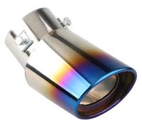 Tail Throat Car Exhaust Tail Pipe Universal Muffler Tip Round Stainless Steel Rear Chrome Straight S(Bending Blue)