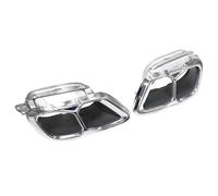 Tail Throat Car Exhaust Tip For BMW For X5 X6 X7 G05 G06 G07 Upgrade For M50i For M60i Look Muffler Tip Quad 304 Stainless Steel Nozzle Exhaust Trim Car End Pipe(Silver A)