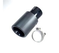 Tail Throat Car Universal Crimping Stainless Black+Matt Carbon Fiber Muffler Tip Exhaust System Pipe Mufflers Nozzle Car End Pipe(ID 54mm-OD 89mm)