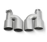 Tail Throat Exhaust Racing Muffler Tip Car Modify Matte Stainless Double Outlet Exhaust Pipe Upgrade Nozzle Decoration Tail Pipes Car End Pipe(ID63-OD101mm Type1)