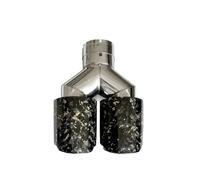 Tail Throat For Car Modification Stainless Steel Nozzle Muffler Upgrade Red/Gold/Blue Foil Forged Carbon Fiber Dual Outlet Exhaust Tip Car End Pipe(Gold Left ID63-OD89)