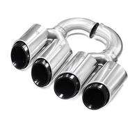 Tail Throat For Cayenne 2011-2014 Exhaust Modification Upgrade Dual Outlet Quad Sport Tailpipe Stainless Steel Muffler Car End Pipe(Long Silver)