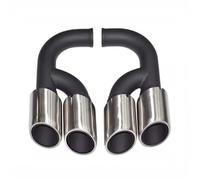 Tail Throat For Cayenne 2011-2014 Upgraded Version Four Outlets Tailpipe Exhaust Modification Muffler Car End Pipe(Long Silver B)