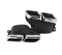 Tail Throat For Mercedes For C63 W205 C200 C300 C260 C180 2015-2018 Carbon Fiber Glossy/Matte Black AMG Exhaust Tips Muffler Pipe Car Exhaust Pipe(Silver)