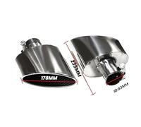 Tail Throat Oval Exhaust Pipe For A3 A4 A5 A6 A7 Upgrade For RS3 RS4 RS5 RS6 Look 304 Stainless Steel Car Muffler Tip Tailpipe Nozzle Car End Pipe(Silver C)