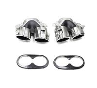 Tail Throat Quad Car Exhaust Tip For Benz For A-Class W177 A35 A200 A180 Upgrade For A45 Rear Bumper Black Muffler Header Exhaust System Car End Pipe(Silver B)