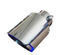 Tail Throat Silver Cool Glow Blue LED Red Light Hollow Single Exhaust Pipe Fit For Universal Car Tips Car End Pipe(Blue 89mm)