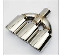 Tail Throat Suitable For Civic Refit Exhaust Center 3-hole Tail Throat 304 Stainless Steel Muffler Tail Tube Car End Pipe