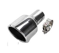 Tail Throat Tail Pipe 1PCS 114mm Outlet Universal Car Accessories Silver Curly Flange Muffler Exhaust Stainless Steel Tip Dual Exhaust Pipes(Angle cut-lnlet60mm)
