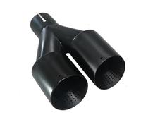Tail Throat Tail Pipe 1Pcs Double Matte Black Stainless Steel Car Muffler Exhaust Tip System Pipe Universal U Type For GTI MK 7 For Golf Nozzle Dual Exhaust Pipes(Equal in63-out89mm)