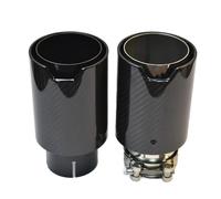 Tail Throat Tail Pipe 1Piece 93mm Outlet Car Universal Glossy Black Exhaust Pipe Carbon Fiber Muffler Tip For E63 Automobile Exhaust Tailpipe(60-93mm SIlver)