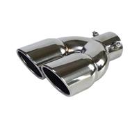 Tail Throat Tail Pipe 3 Colors Universal Car 63mm Inlet Diameter 76mm Outlet Double-Barrel Rear Exhaust Tip Tail Pipe Muffler Stainless Steel Dual Exhaust Pipes(S straight)