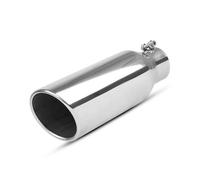 Tail Throat Tail Pipe 4 Inch/10.16cm Inlet Black Exhaust Tip, 4" 5" Outlet 12" Long Powder Coated Diesel Stainless Steel Tailpipe Rear Exhaust Pipe End Throat(Silver)