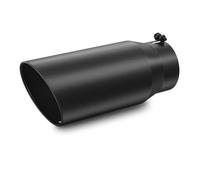 Tail Throat Tail Pipe 4 Inch/10.16cm Inlet Black Exhaust Tip, 4" 5" Outlet 12" Long Powder Coated Diesel Stainless Steel Tailpipe Rear Exhaust Pipe End Throat(Black)