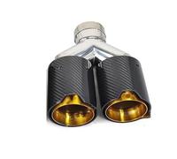 Tail Throat Tail Pipe Carbon Fiber + Stainless Steel Universal FOR Exhaust Tips End Pipes Muffler Dual Exhaust Pipes(Right in63-out93mm)