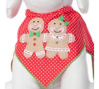 Tail Trends Christmas Dog Bandanas with Mr and Mrs Gingerbread Man Designer Applique for Medium to Large Sized Dogs - 100% Cotton