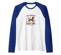 Tail-Wagging Good Time Dog Lover Paw Raglan Baseball Tee, Men, Royal Blue/White, S