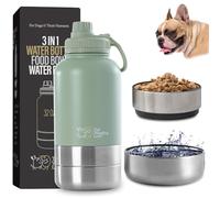 Tail Wagging Love 32oz 3-in-1 Portable Travel Water Bottle, Food & Hydration Bottle - Dual Use for Humans & Pets with Detachable Bowls, Stainless Steel, Keeps Water Hot for 6hrs & Cold for 12hrs