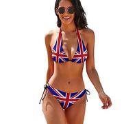 Tailbox Flag Bikini Sets Swimsuits for Women Two Piece Swimwear Halter Tops Bathing Suits Bikini Beachwear, Unitedkingdom_flag, XXL