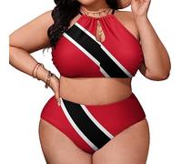 Tailbox Flag Bikini Sets Swimsuits Plus Size for Women Two Piece Swimwear Slimming Bathing Suits Beachwear, Trinidadtobago_flag, XXL