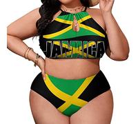Tailbox Jamaican Lion Flag One Piece Jamaica Swimsuits Plus Size for Women Swimwear Slimming Bathing Suits Beachwear, Style 9, X-Large