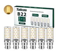 Tailcas 12W Bayonet Light Bulbs Warm White, Equivalent 100W 150W | 1000LM B22 LED Bayonet Light Bulbs 230V, Non-dimmable, Energy-saving bulbs for Ceiling lights and Home Lamps, 6 Pack