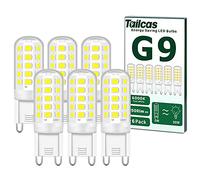 Tailcas 5W G9 Led Bulbs Cool White, Equivalent to 40W-50W G9 Halogen Bulb, 5W 500lm 6000 Kelvin 220-240V No Flicker Non-Dimmable Energy Saving Bulbs, for Chandeliers Home Lighting Decor 6-Pack