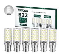 Tailcas B22 LED Bayonet Light Bulbs, 12W Bayonet LED Bulb 6000K Daylight White (Equivalent 100W 150W), 1000Lumen, Not Dimmable,230V Bayonet Cap Energy Saving Bulbs for Home Lighting, Pack of 6