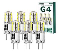 Tailcas G4 LED Bulbs, 1.5 W, 12 V Bulbs, G4 LED, Cool White, 6000 K, 180 LM, Replaces 20 W Halogen Bulb, Not Dimmable, Energy Saving Light Bulb, G4 Pin Base, Pack of 6