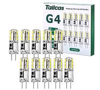 Tailcas G4 LED Bulbs 1.5 W, 180 lm, 12 V AC/DC Bulbs, G4 LED, Cool White, 6000 K, Replaces 20 W Halogen Bulb, Not Dimmable, No Flickering Bulbs, 10 Packs Energy Saving Light Bulbs