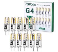 Tailcas G4 LED Bulbs, 1.5W 12V Mini Capsule Light Bulb AC/DC (20W Halogen G4 Lamp Equivalent), Bi-Pin Base JC Type Non-dimmable for Lighting Decor, Chandelier Home 10Pack (Warm White)