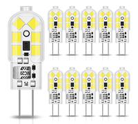 G4 LED Bulbs Cool White 6000K 1.2W, Replacement for 10W Halogen Bulbs 12V AC/DC, No Flickering Non-Dimmable G4 Capsule Bulbs for Home Lighting, 10PCS