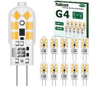 Tailcas G4 LED Light Bulb 12V, 1.2W Equivalent 10W G4 Halogen Lamps, Warm White 3000K, 120LM, No Flickering Energy Saving Capsule Bulb for Chandelier, Wall Sconce(10PCS)