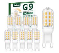 Tailcas G9 LED Bulbs Dimmable Warm White 2700K, 3W 320LM G9 Bulb Equivalent to 30W Halogen Bulb, No Flicker AC 220-240V, Energy Saving G9 Led Light Bulbs for Chandelier, Crystal Lamp, 10 Pack