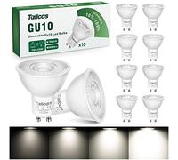 Tailcas GU10 LED Bulbs Dimmable, Cool White 6000K Spotlight Daylight, 7W LED Light Bulb Equivalent 50W Halogen, 500LM Energy Saving Lamps, 38° Beam Angle 220-240V No Flickering, Pack of 10