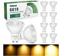Tailcas GU10 LED Bulbs, Dimmable Warm White 3000K Light Bulb, 50W Halogen Spotlight Replacement, 7W GU10 Energy Saving Lamps 500LM, 38° Beam Angle No Flickering Lighting 220-240V, Pack of 10