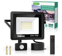 Tailcas Security Lights Outdoor Motion Sensor, 30W PIR Security Light with Remote Control, IP66 Waterproof Lights, 2700LM LED Floodlights Mains Powered for Garden,Yard, Garage