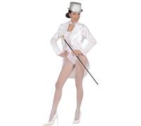Tailcoat White Satin Womens Costume Medium for Hardy Hollywood Film Fancy Dress