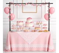 TAILERNRUYE Over The Table Rod Stand with Clamps, Adjustable Height 40-150 cm & Length 75-209cm, Black Metal Arch Display Stand for Tabletop Backdrops, Garland, Balloon Display, Party Decoration