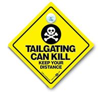 Tailgating Can Kill Keep Your Distance Car Sign, Baby on Board Style Yellow and Black Anti Tailgate Sign With Rubber Suction Cup