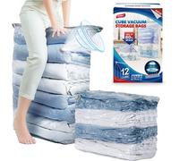 TAILI 12 Pack Vacuum Storage Bags, Jumbo Cube 31x40x15 Inch, Extra Large Vacuum Seale Bags for Comforters Blankets, Bedding, Clothing, Space Saver Closet Organization, Clear