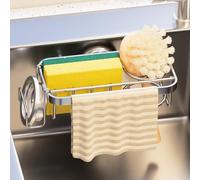 TAILI 4 in 1 Sponge Holder for kitchen Sink Silver with suction cup reusable dish sponge holder anti rust sink caddy inside sink organize Sponge, Brush, Dishcloth keep sink tidy