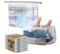 TAILI Cube Travel Vacuum Storage Bags 8 Pack, Medium Size (25x19x11 inch), Reusable Vacuum Packing for Clothes Suitcases and Travel Luggage Space Saver