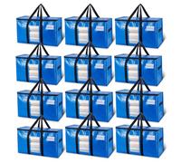 TAILI Extra Large Moving Bags, 12 Pack Blue Heavy Duty Totes For Storage with Visible Window, Wrap Around Handles, Storage Bags for Space Saving Moving Storage, Alternative to Moving Boxe