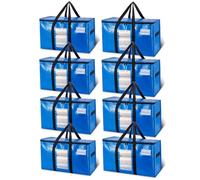 TAILI Moving Bags Extra Large, 8 Pack Blue Heavy Duty Storage bags with Visible Window,Wrap Around Handles, Alternative to Moving Boxes