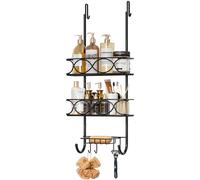 TAILI Over The Door Shower Storage Caddy, Rust Proof Bathroom Shelves with Suction Cup, No Drilling, Caddy with Hooks