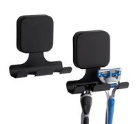 TAILI Razor Holder for Shower with Suction Cup Metal Shaving Stands Vacuum Shower Hooks Reusable Bathroom Suction Hooks Razor Holder for Shaver Towels Robes 2 Packs, Square, Black