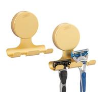 TAILI Razor Holder for Shower with Suction Cup Metal Vacuum Shower Hooks Reusable Bathroom Suction Hooks Razor Holder for Shaver Towels Robes Multipurpose Hanging 2 Packs, Round, Gold